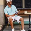 Men's Button Down Short Sleeve Shirt Casual Cotton Summer Beach Linen Wedding Shirts with Pocket