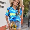 Womens Hawaiian Button Down Shirts Short Sleeve Casual Floral Tropical Shirt Summer Beach Shirt Cool Button Up Tops