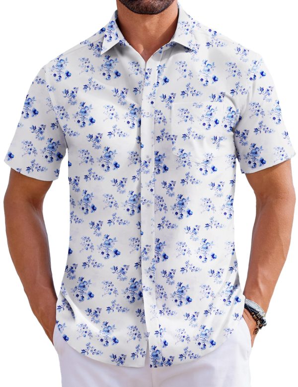 81tPE5CFZL.jpg Mens Hawaiian Shirts Short Sleeve Tropical Button Down Shirts Floral Summer Beach Shirt