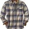 Men's Buck Camp Flannel, Long Sleeve Plaid Button Down Casual Shirt, Corduroy Cuffs