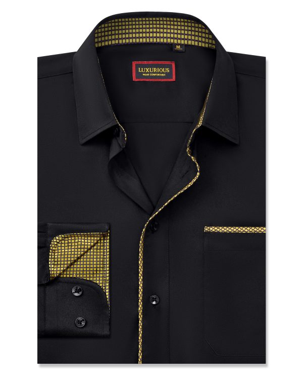 Mens Dress Shirts Long Sleeve Dress Shirts for Men Inner Contrast Button Down Casual Shirts for Men Big and Tall