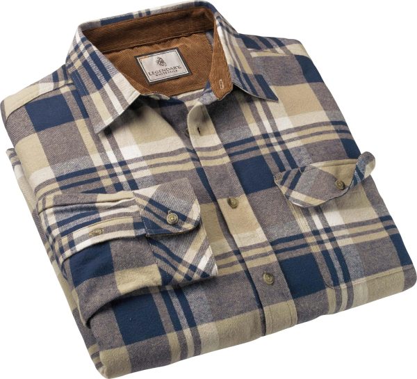 Men's Buck Camp Flannel, Long Sleeve Plaid Button Down Casual Shirt, Corduroy Cuffs