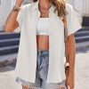 Womens Button Down Shirts Casual Short Sleeve Dress Shirt Textured Collared Summer Work Blouse