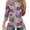 3/4 Sleeve Tunic Tops for Women Loose Fit Dressy Casual Blouse Flowy Shirts to Wear with Leggings S-3XL