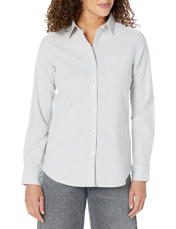 91VYNyQjhyL.jpg Women's Long Sleeve Button Down Stretch Oxford Shirt (Available in Plus Size)