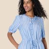 Women's Relaxed Fit Half-Sleeve Waisted Midi A-Line Dress
