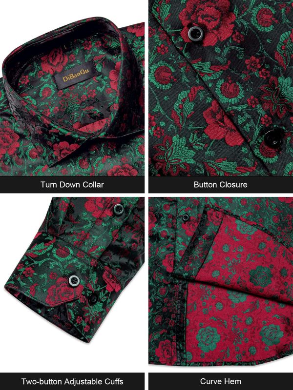 91bMef1u6mL.jpg Mens Silk Paisley Dress Shirts,Long Sleeve Button Down Shirt Casual Regular Fit Shirt for Men Wedding Party