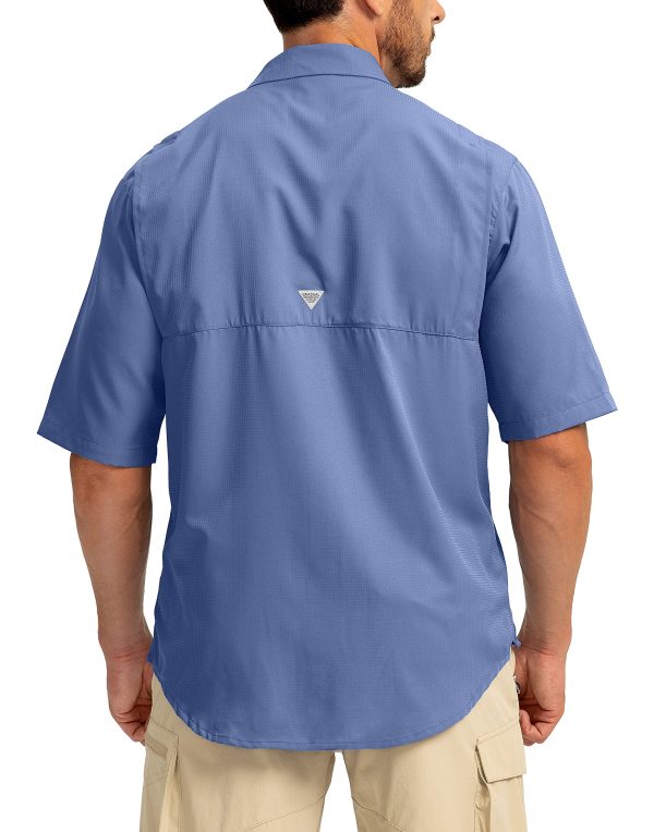 Men's Fishing Shirts with Zipper Pockets UPF 50+ Lightweight Cool Short Sleeve Button Down Shirts for Men Casual Hiking