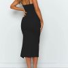 Women's Adjustable Spaghetti Straps Sleeveless High Waist Split Midi Bodycon Cocktail Party Dress