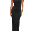 Womens Summer Casual Slip Dresses Spaghetti Strap Double Lined Bodycon Maxi Dress