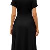Women's Summer Short Sleeve Casual Dresses V-Neck Floral Party Dress with Pockets