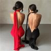 Women Sexy Backless Bodycon Sleeveless Open Back Maxi Dress for Going Out, Elegant Party Cocktail Long Dress