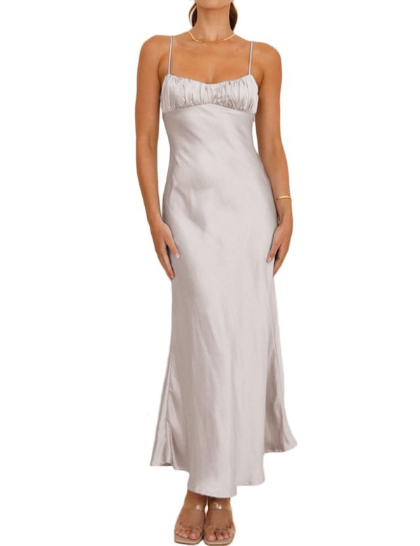 51O27rFxdVL.jpg Satin Spaghetti Strap Backless Ruched Twist Cocktail Dresses for Women Silk Open Back Cut Out Midi Dress Wedding Guest