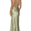 Womens Elegant Satin V Neck Backless Sleeveless Maxi Dress Silk Tie Low Back Formal Cocktail Dresses Wedding Guest