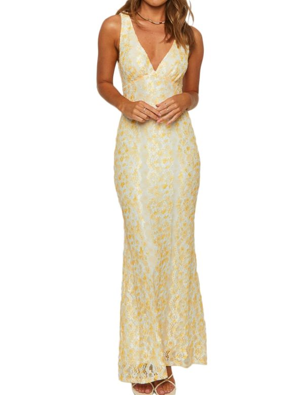 Elegant Lace Floral V Neck Backless Bodycon Dresses for Women Sexy Cut Out Low Back Sleeveless Maxi Dress Wedding Guest