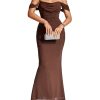 Off The Shoulder Maxi Long Dress Corset Ruched Bodycon Formal Wedding Guest Dresses for Women