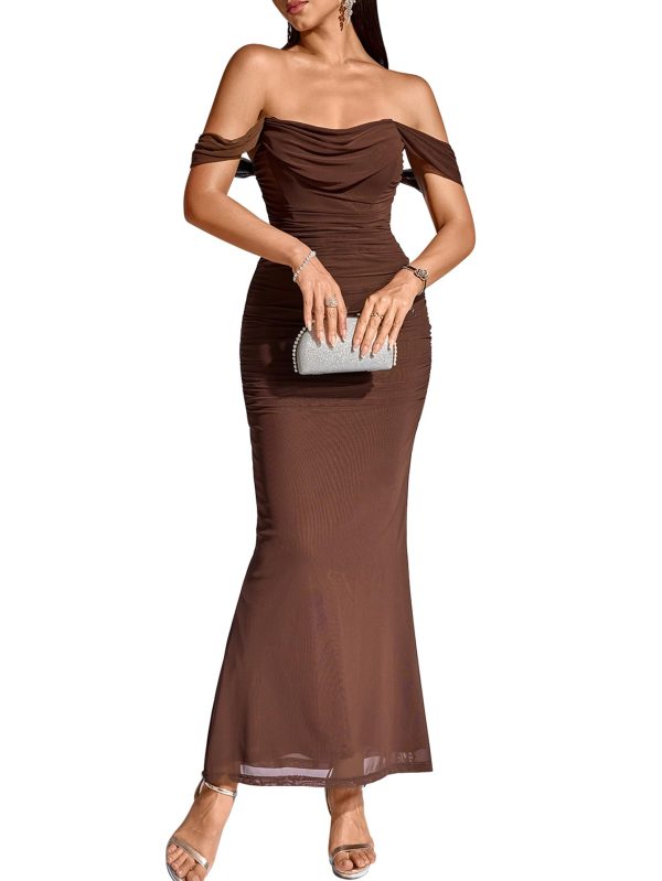 611kJ8-TG5L.jpg Off The Shoulder Maxi Long Dress Corset Ruched Bodycon Formal Wedding Guest Dresses for Women