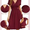 Women's Summer Short Sleeve Casual Dresses V-Neck Floral Party Dress with Pockets