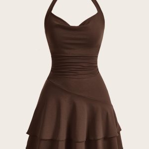 Cute Halter Mini Dresses for Women Summer Sexy Club Party Backless Short Sundress