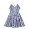 Women's Spaghetti Strap Ditsy Floral Mini Dress V-Neck Cross Back Ruched Frilled A-Line Dresses