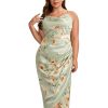 Women's Plus Size Satin Spaghetti Strap Cowl Neck Wrap Party Cami Dress