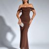 Off The Shoulder Maxi Long Dress Corset Ruched Bodycon Formal Wedding Guest Dresses for Women