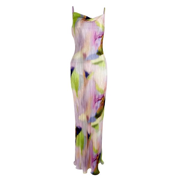 Cowl Neck Dress Sexy Strap Shoulder Pleated Maxi Dresses Summer Wedding Guest Dresses for Women