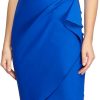 Women's Slimming Short Ruched Dress with Ruffle Royal Size:8