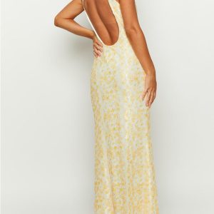 Elegant Lace Floral V Neck Backless Bodycon Dresses for Women Sexy Cut Out Low Back Sleeveless Maxi Dress Wedding Guest
