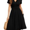 Women's Summer Short Sleeve Casual Dresses V-Neck Floral Party Dress with Pockets