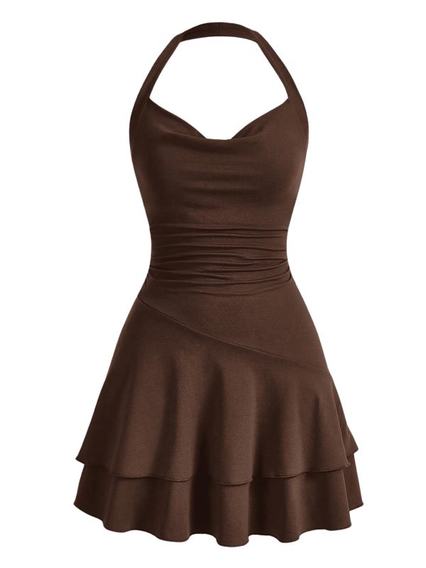 Cute Halter Mini Dresses for Women Summer Sexy Club Party Backless Short Sundress