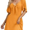 Womens Dresses 2025 Summer Fall Deep V Neck Elegant Bow tie Mini Dress S-XL