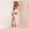 Cowl Neck Dress Sexy Strap Shoulder Pleated Maxi Dresses Summer Wedding Guest Dresses for Women