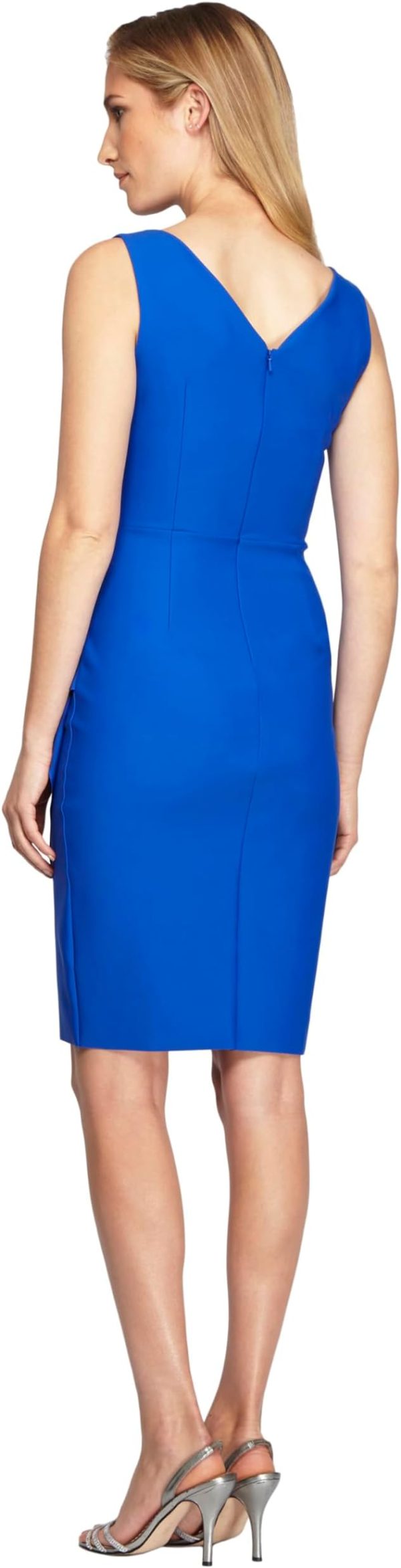 Women's Slimming Short Ruched Dress with Ruffle Royal Size:8