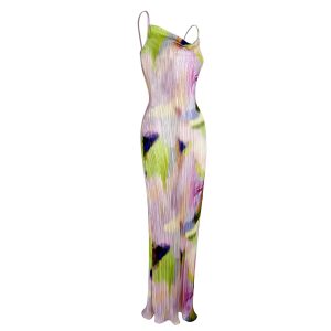 Cowl Neck Dress Sexy Strap Shoulder Pleated Maxi Dresses Summer Wedding Guest Dresses for Women