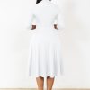 Casual Dresses for Women Semi Formal Fit and Flare 3/4 Sleeve A-line Church Work Dress with Pockets