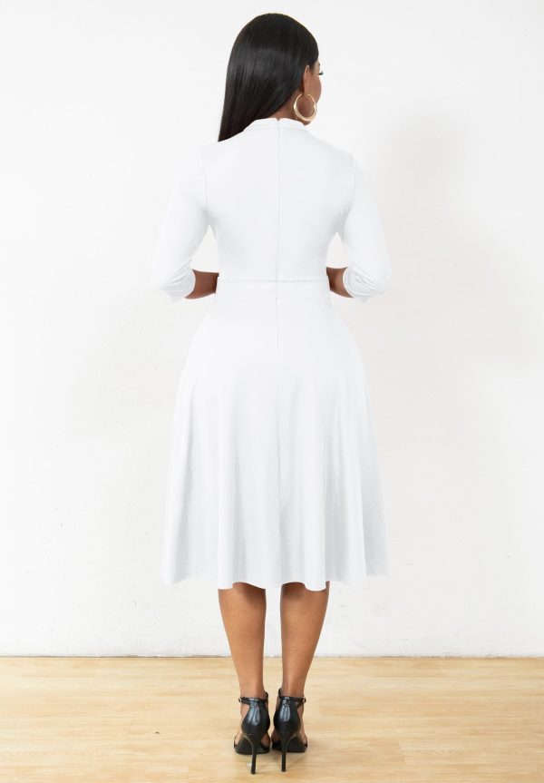 Casual Dresses for Women Semi Formal Fit and Flare 3/4 Sleeve A-line Church Work Dress with Pockets