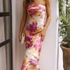 Satin Silk Backless Tube Tops Maxi Dress for Women Low Back Hollow Out Elegant Strapless Long Dresses Wedding Guest