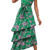 Women's Summer Floral Sundress Casual One Shoulder Tiered Ruffle Flowy Midi Beach Boho Dresses