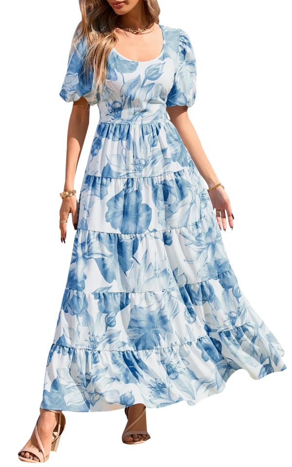 712-c4oUHTL.jpg Short Sleeve Floral Maxi Dresses for Women 2025 Wedding Guest Summer Dress Flowy Beach Vacation Outfits