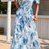 Short Sleeve Floral Maxi Dresses for Women 2025 Wedding Guest Summer Dress Flowy Beach Vacation Outfits
