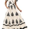Womens 2025 Summer Casual V Neck Boho Maxi Dress Flowy Aline Bell Sleeve Tiered Floral Dresses with Pocket