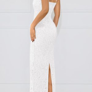 Women's Summer Formal Prom Dress 2025 Spaghetti Strap Lace Floral Wedding Guest Evening Bodycon Dresses