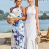 Women's Summer 2025 Maxi Dress Floral Halter Neck Sexy Party Wedding Guest Long Formal Dress