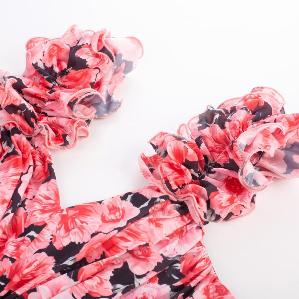 2025 Women's Summer Floral Print Dress Sleeveless Casual Flowy Sundress A Line Ruffle Wedding Guest Outfit