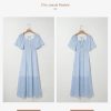 Womens Dresses 2025 Square Neck Tie Backless Summer Dresses Cap Sleeve Floral Buttoned Empire Waist Maxi Dress