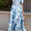 Short Sleeve Floral Maxi Dresses for Women 2025 Wedding Guest Summer Dress Flowy Beach Vacation Outfits