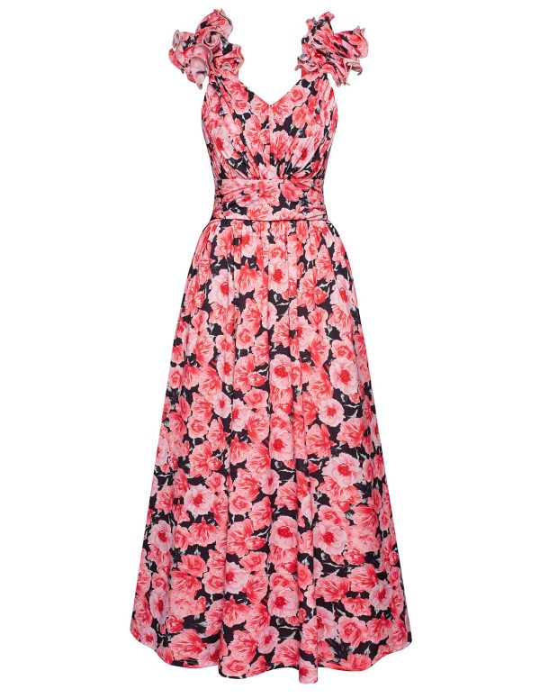 2025 Women's Summer Floral Print Dress Sleeveless Casual Flowy Sundress A Line Ruffle Wedding Guest Outfit