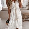 Women's Summer Dresses Sleeveless Lace Casual Tassel Beach Spaghetti Straps Flowy Maxi Sun Dress