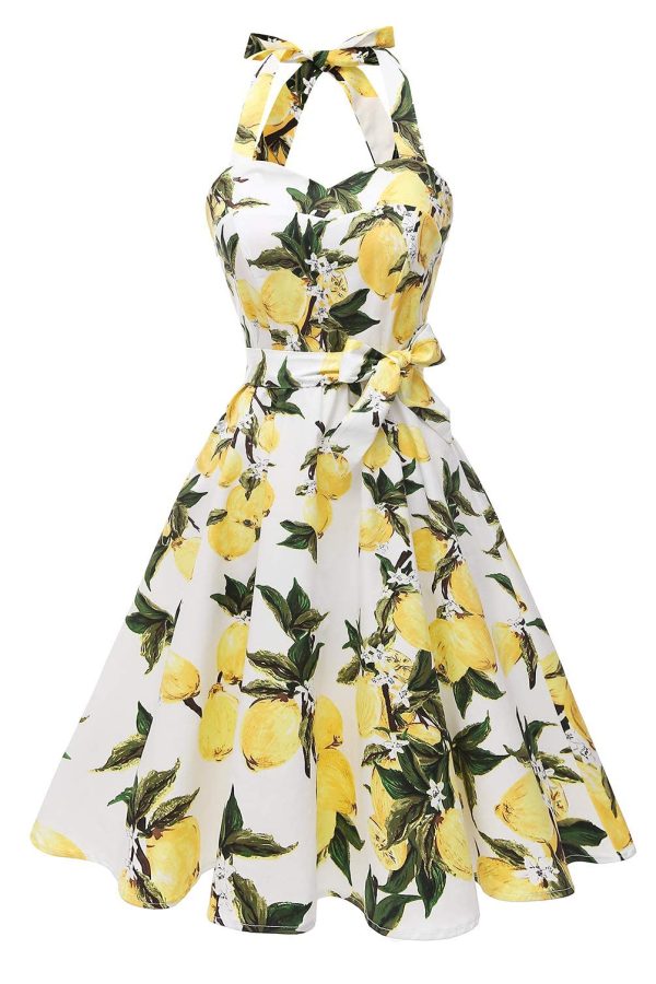 71lh5WxbCiL.jpg Women'sVintage Polka Audrey Dress 1950s Halter Retro Cocktail Dress